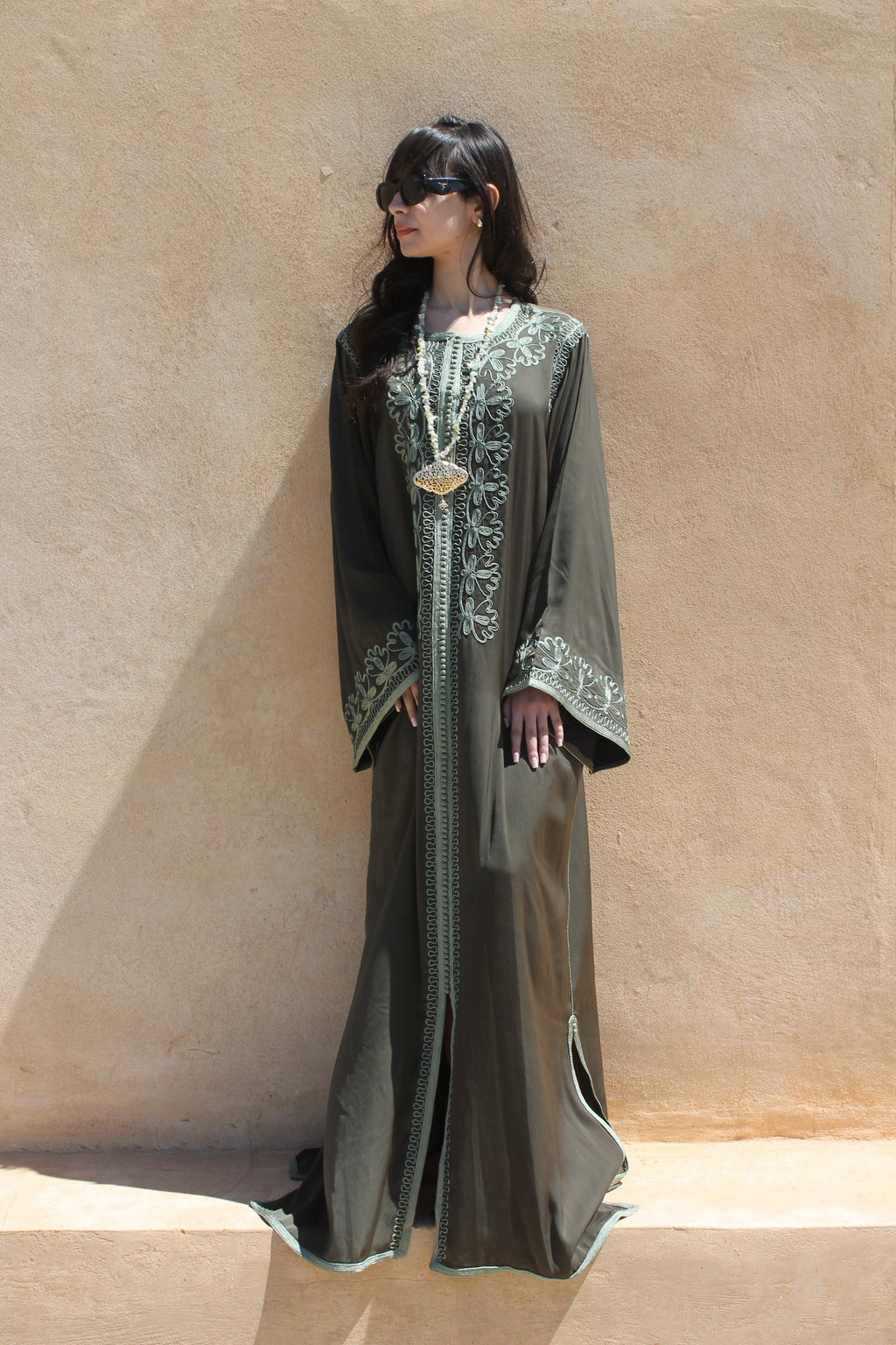OLIVE SILK CAFTAN