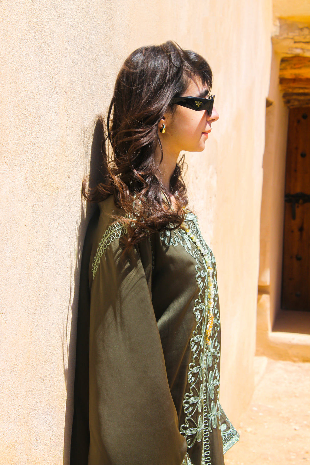 OLIVE SILK CAFTAN